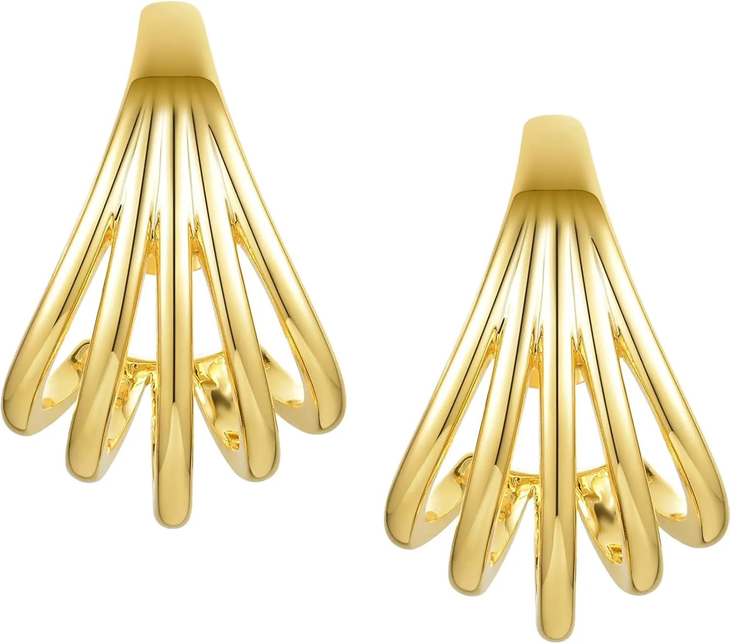 14K Gold Plated Geometric Line Stud Earrings for Women Girls Studs Jewelry Gift
