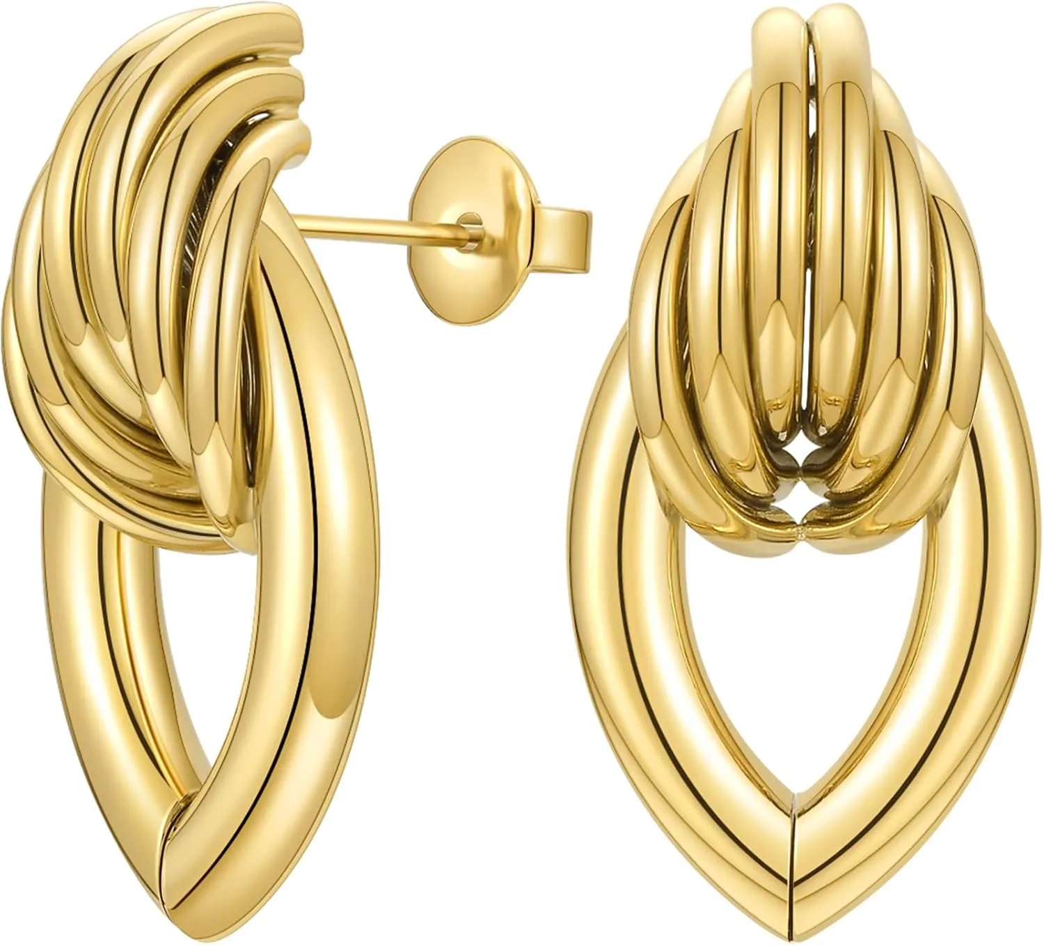 14K Gold Plated Geometric Line Stud Earrings for Women Girls Studs Jewelry Gift