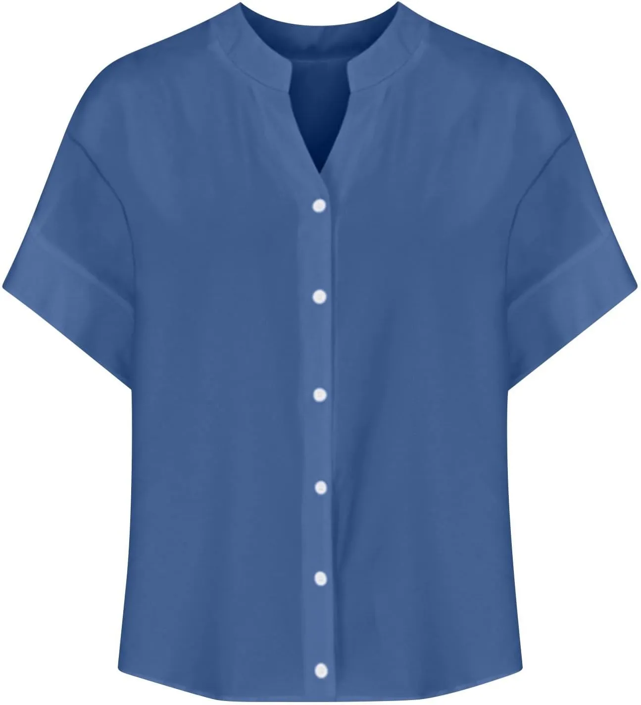2025 Summer Linen Tops for Women Trendy Roll Up Short Sleeve Tshirts Workout Button Down Plus Size Cotton Linen Shirt