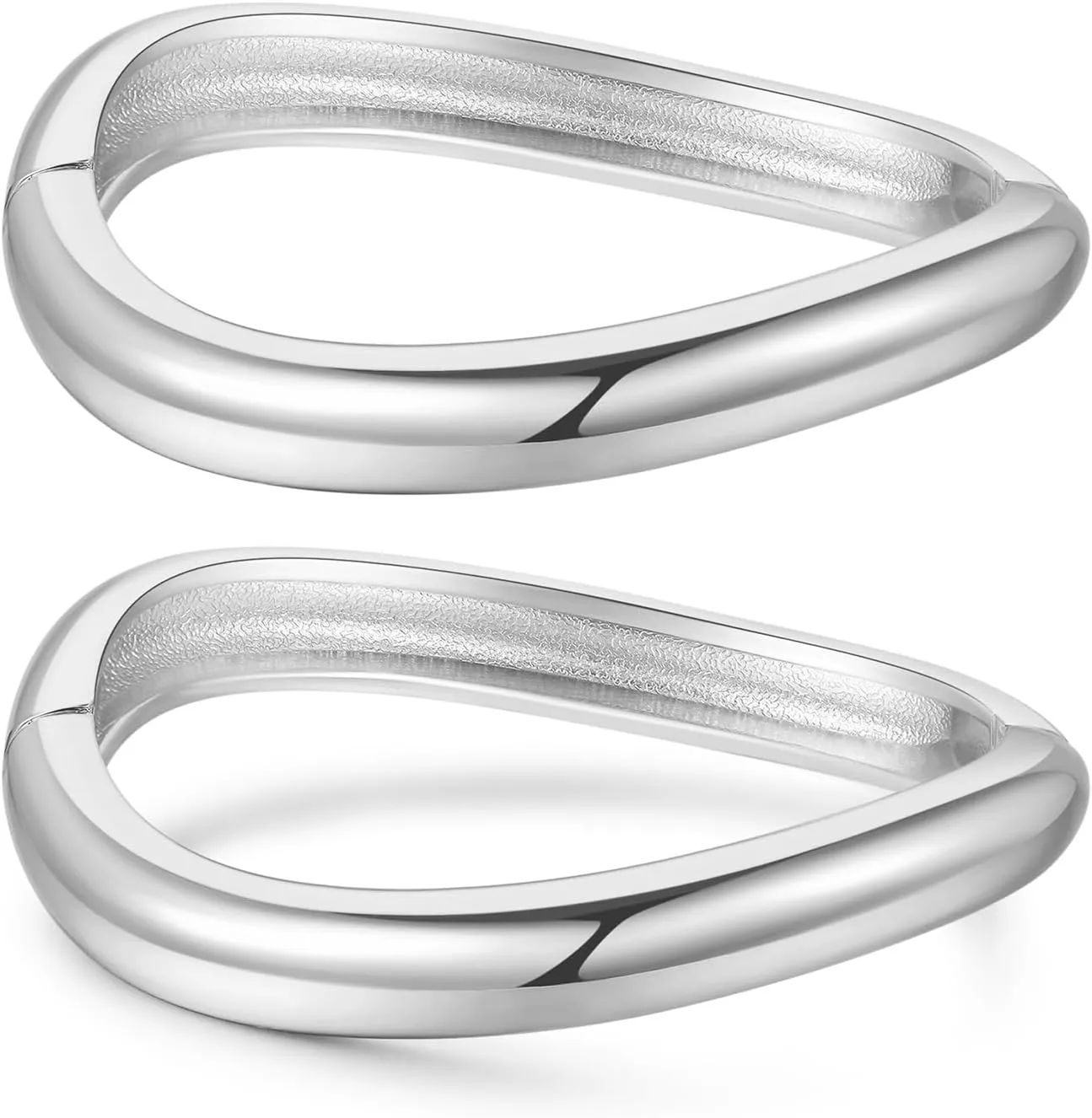 2pcs Gold Bangle Bracelets for Women, Trendy Hinged Cuff Open Wide Chunky Gold Bracelet Stack Arm Cuff Jewelry for Women
