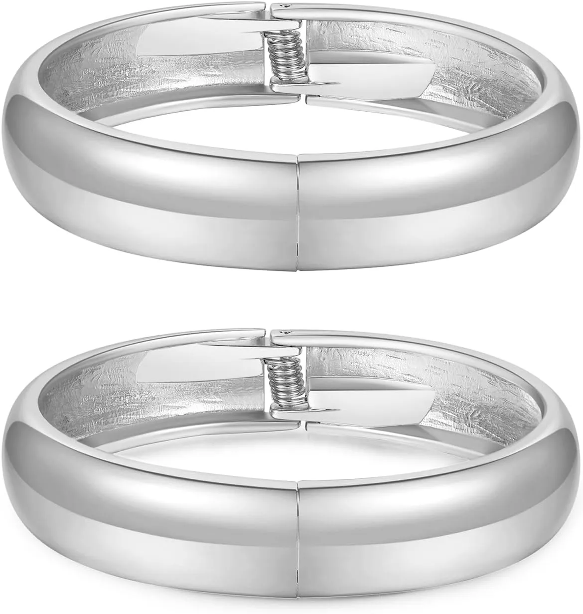 2pcs Gold Bangle Bracelets for Women, Trendy Hinged Cuff Open Wide Chunky Gold Bracelet Stack Arm Cuff Jewelry for Women