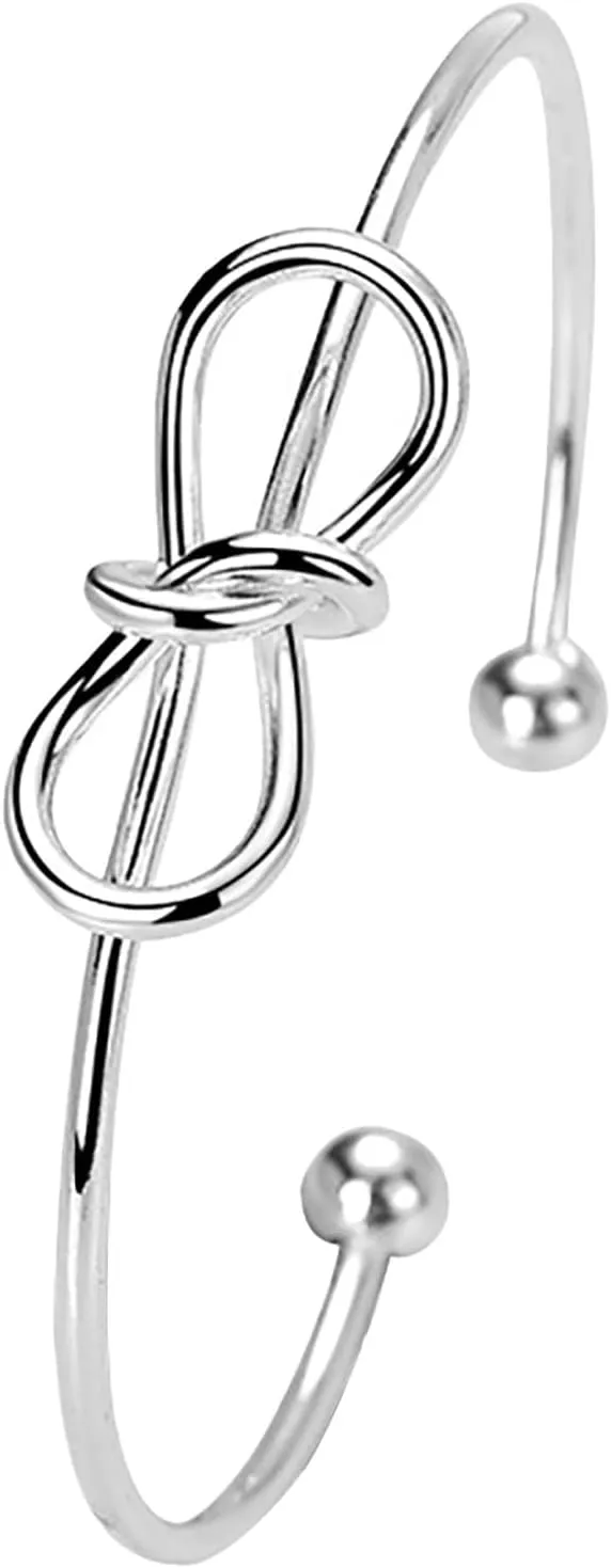 925 Sterling Silver Bracelets for Women Fashion Open Bangles Birthday Gifts Knot Cuff Bracelet