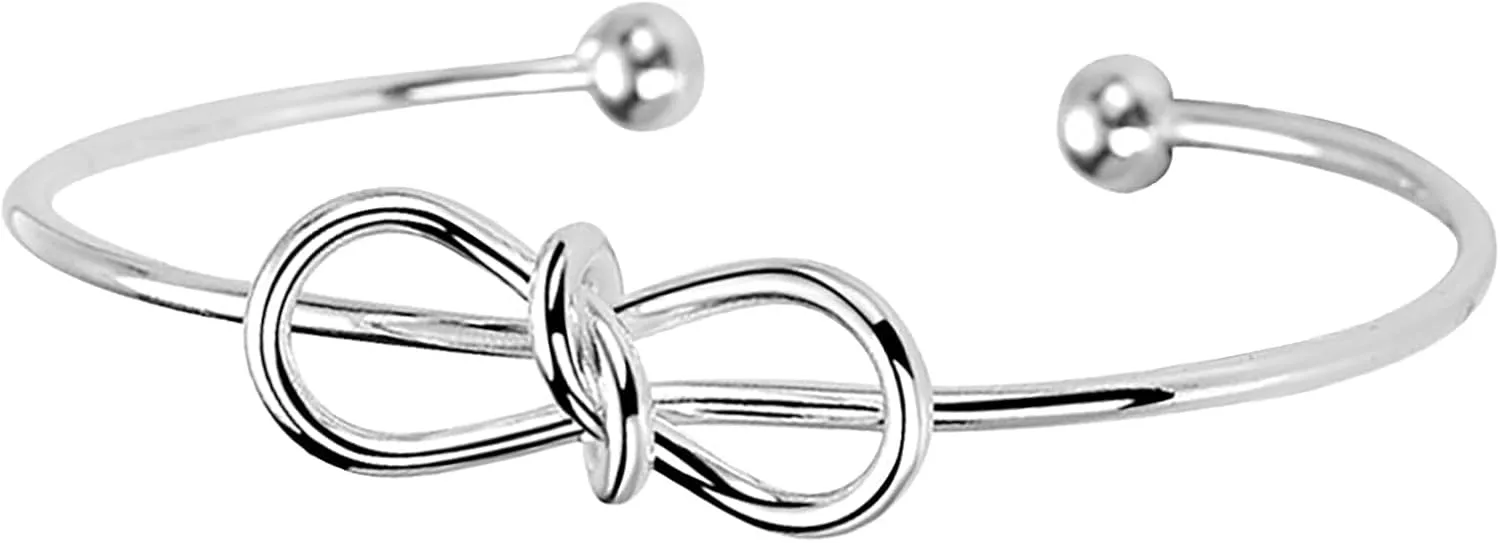 925 Sterling Silver Bracelets for Women Fashion Open Bangles Birthday Gifts Knot Cuff Bracelet