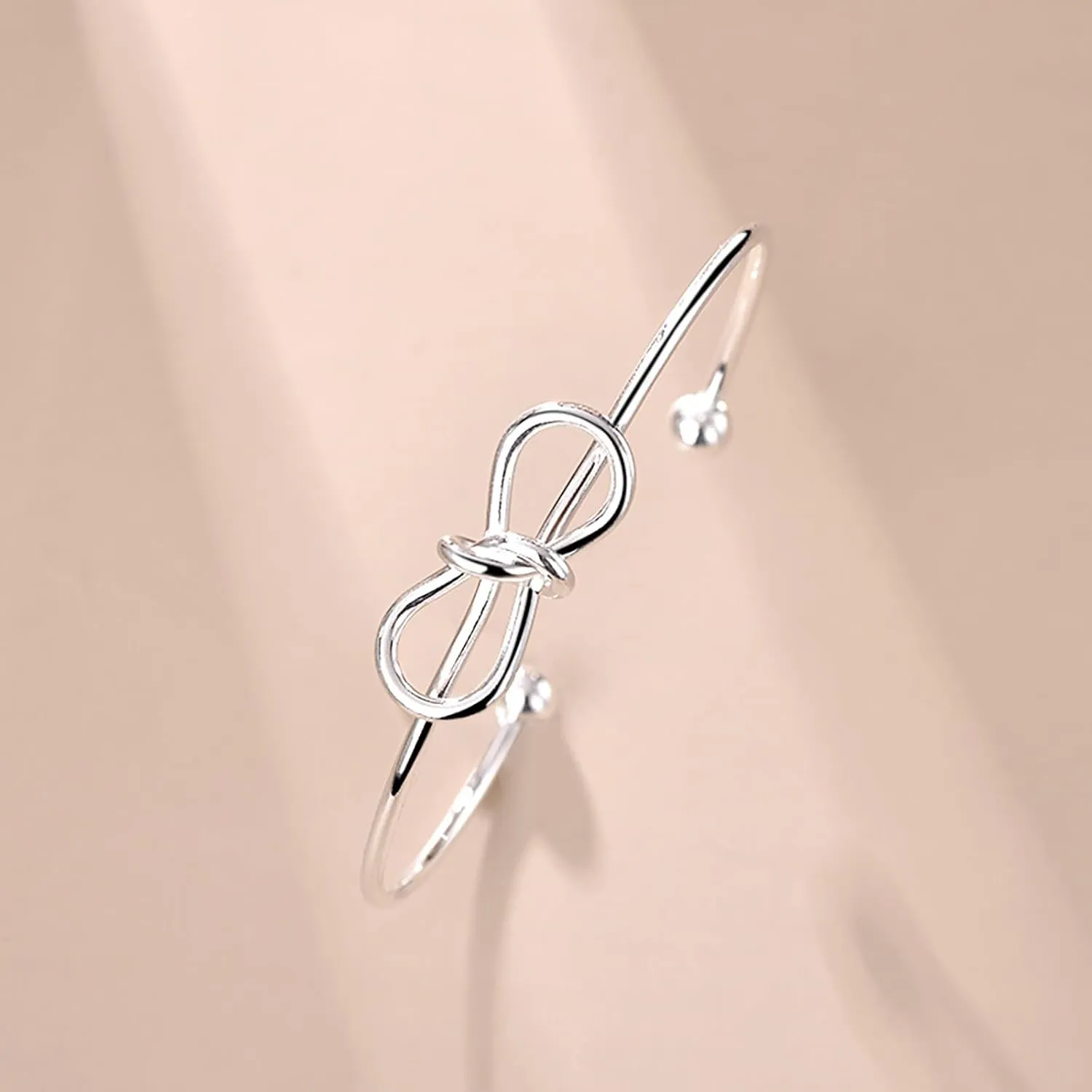 925 Sterling Silver Bracelets for Women Fashion Open Bangles Birthday Gifts Knot Cuff Bracelet