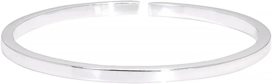 999 Sterling Silver Smooth Simple Cuff Bracelet for Women and Men Shining Craft High Polished Couple Bangle Jewelry Gift 3mm 5mm