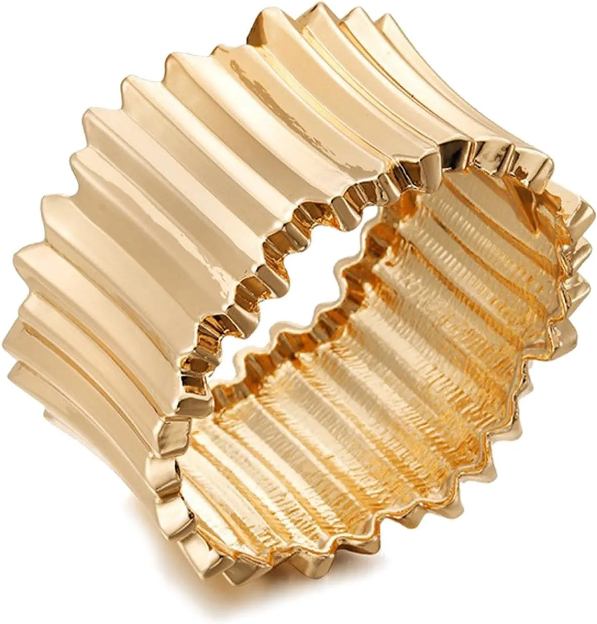 ABJFJE Fashion Exaggerated Geometry Brushed Cuff Hinged Bangle Bracelets Smooth Punk Wide Statement Gold Bangles Bracelet for Women Girls Jewelry Gift Gold Black Two-tone