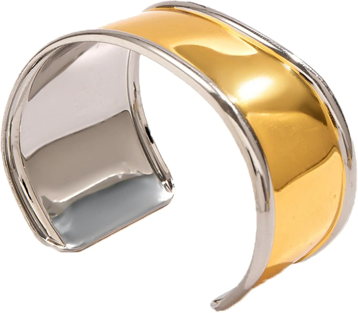 ABJFJE Fashion Exaggerated Metal Geometry Cuff Bangle Bracelets Fashion Opening Wide Punk Statement Gold Bangles Bracelet for Women Jewelry Gift Gold Silver Two Tone