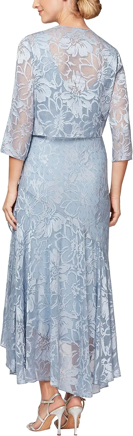 Alex Evenings Women's Sleeveless Printed Chiffon Mid-Length Dress with Jacket