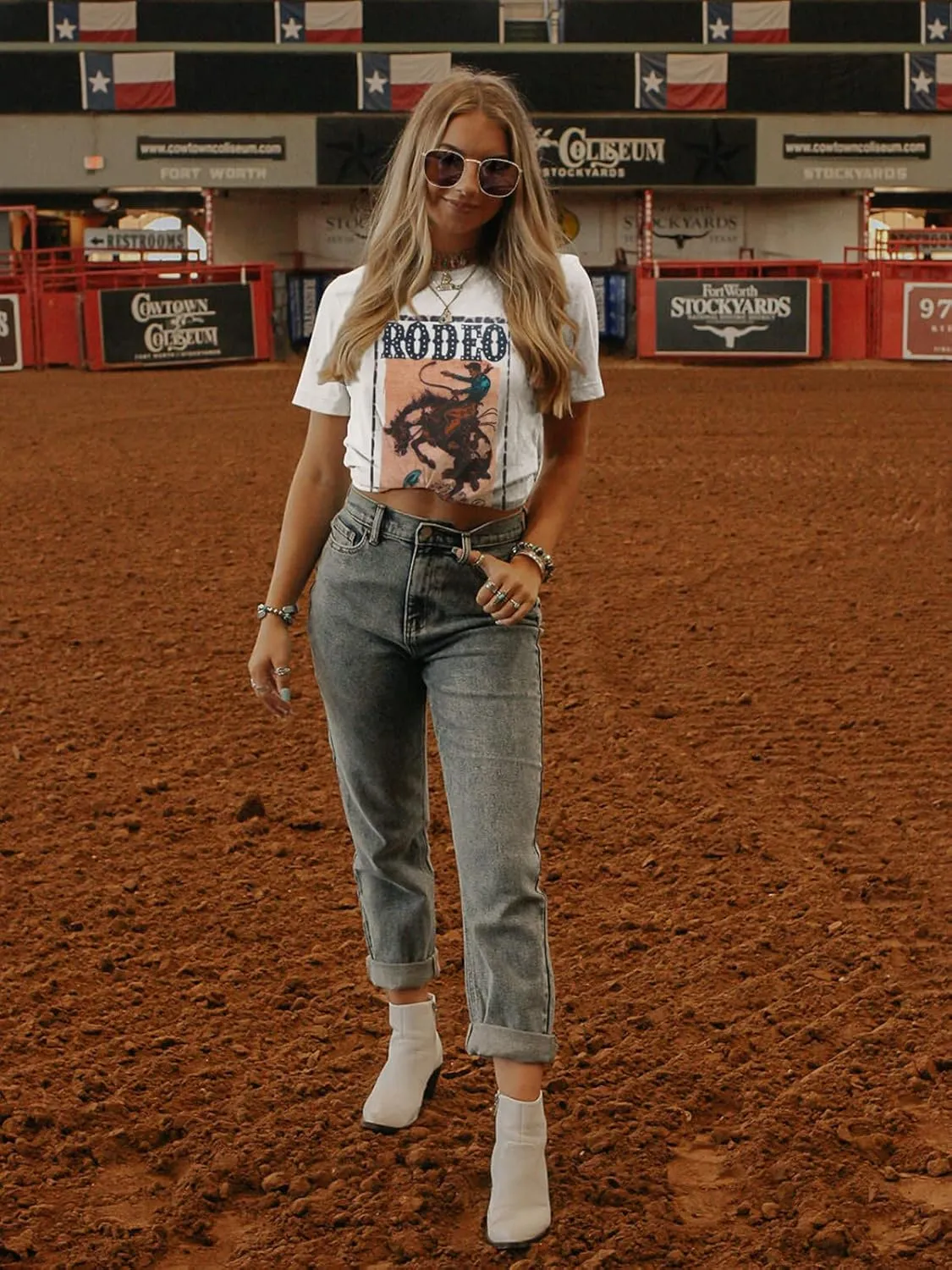 Anbech Womens Western Graphic Cowgirls Shirt Rodeo Print Tops Short Sleeve Cowboy Tops