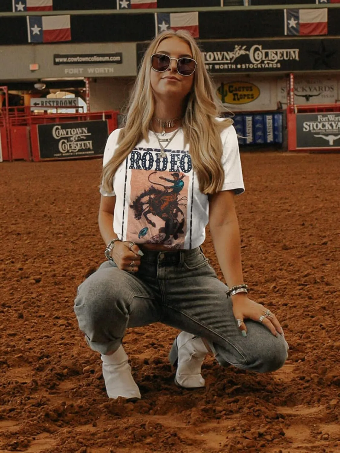 Anbech Womens Western Graphic Cowgirls Shirt Rodeo Print Tops Short Sleeve Cowboy Tops
