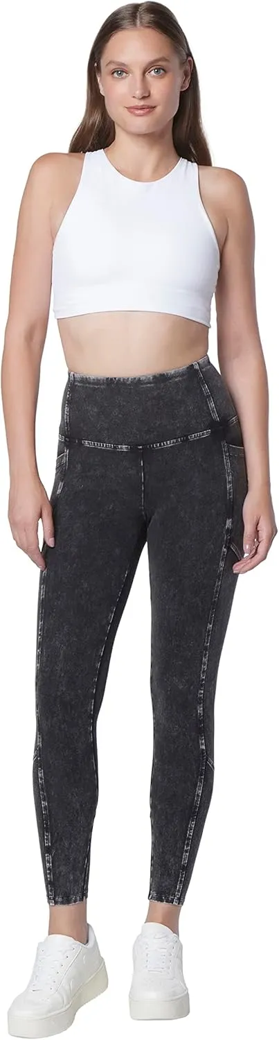Andrew Marc Women's High Waist Faux Denim Full Length Legging, Regular and Plus Sizes