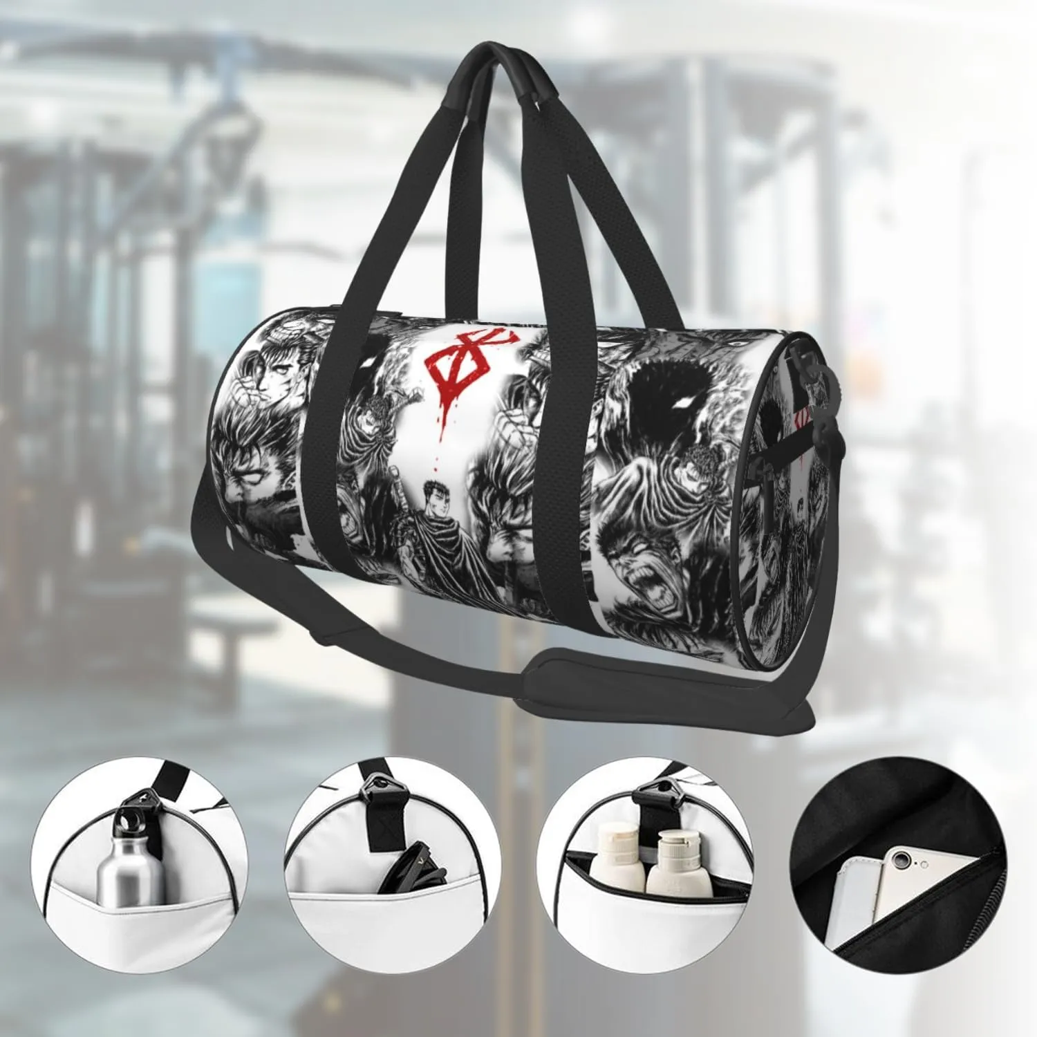 Anime Gym Bag for Women Men - Large Capacity Waterproof Workout Fitness Travel Sports Bags Fashion Street Camping Weekender Expandable Carry On Duffle Bag For Couple (B13)