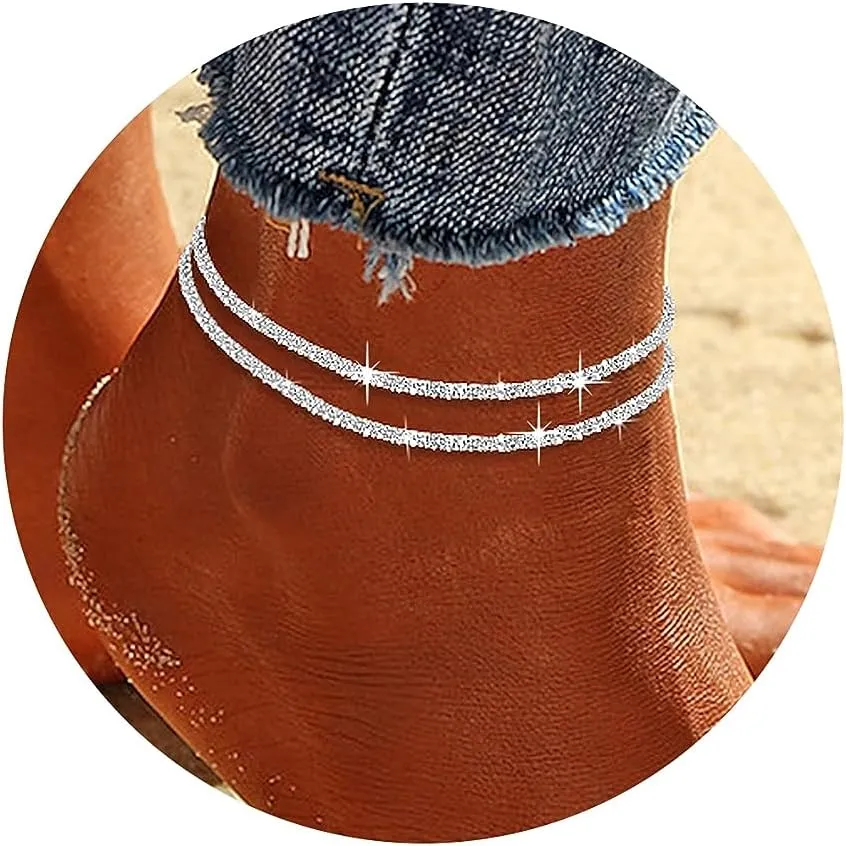 Ankle Bracelets for Women,14K Gold Plated Snake Chain Anklet for Women Beach Cute Anklets