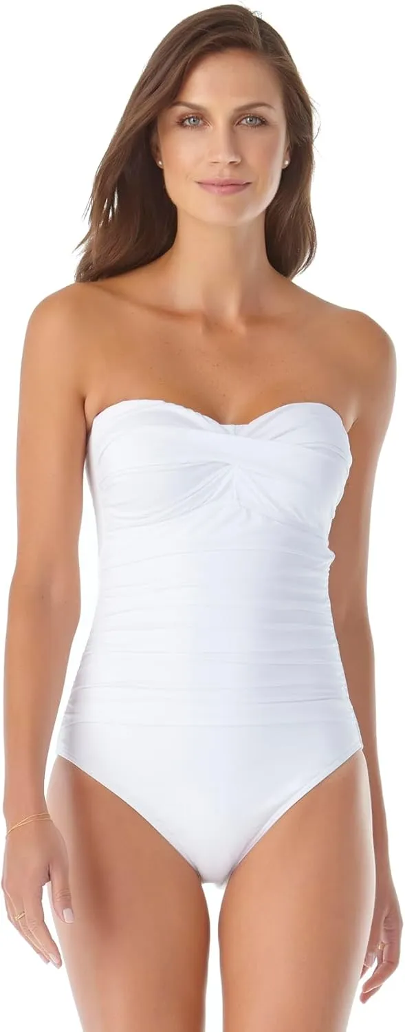 Anne Cole Women's Twist Front Shirred One Piece Swimsuit