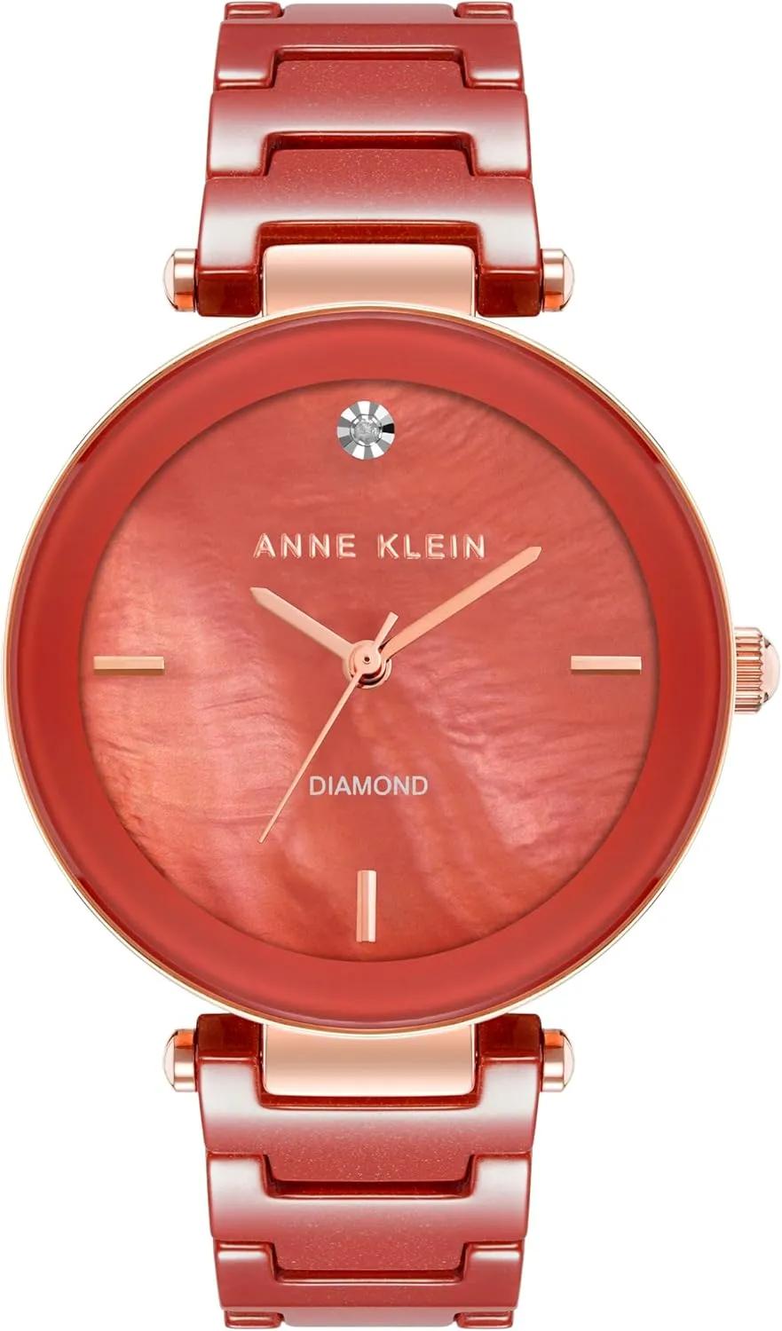 Anne Klein Women's Black Ceramic Bracelet Watch with Diamond Accent