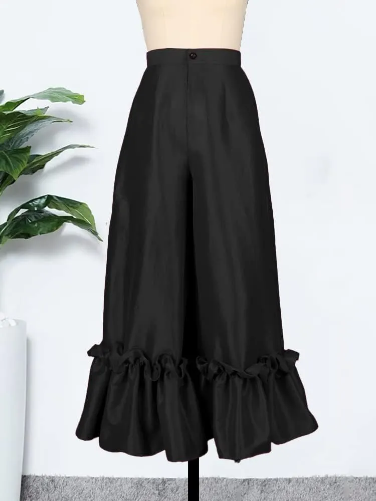 AOMEI Women's Shiny High Waist Flare Pants Wide Leg Bell Bottoms Trousers