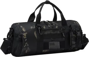 ArcEnCiel Small Tactical Duffle Bag Men Gym Pack Military Molle Shoulder Bags Shoes Storage Sports Handbag with Patch (Black Camo)