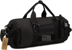 ArcEnCiel Small Tactical Duffle Bag Men Gym Pack Military Molle Shoulder Bags Shoes Storage Sports Handbag with Patch (Black)