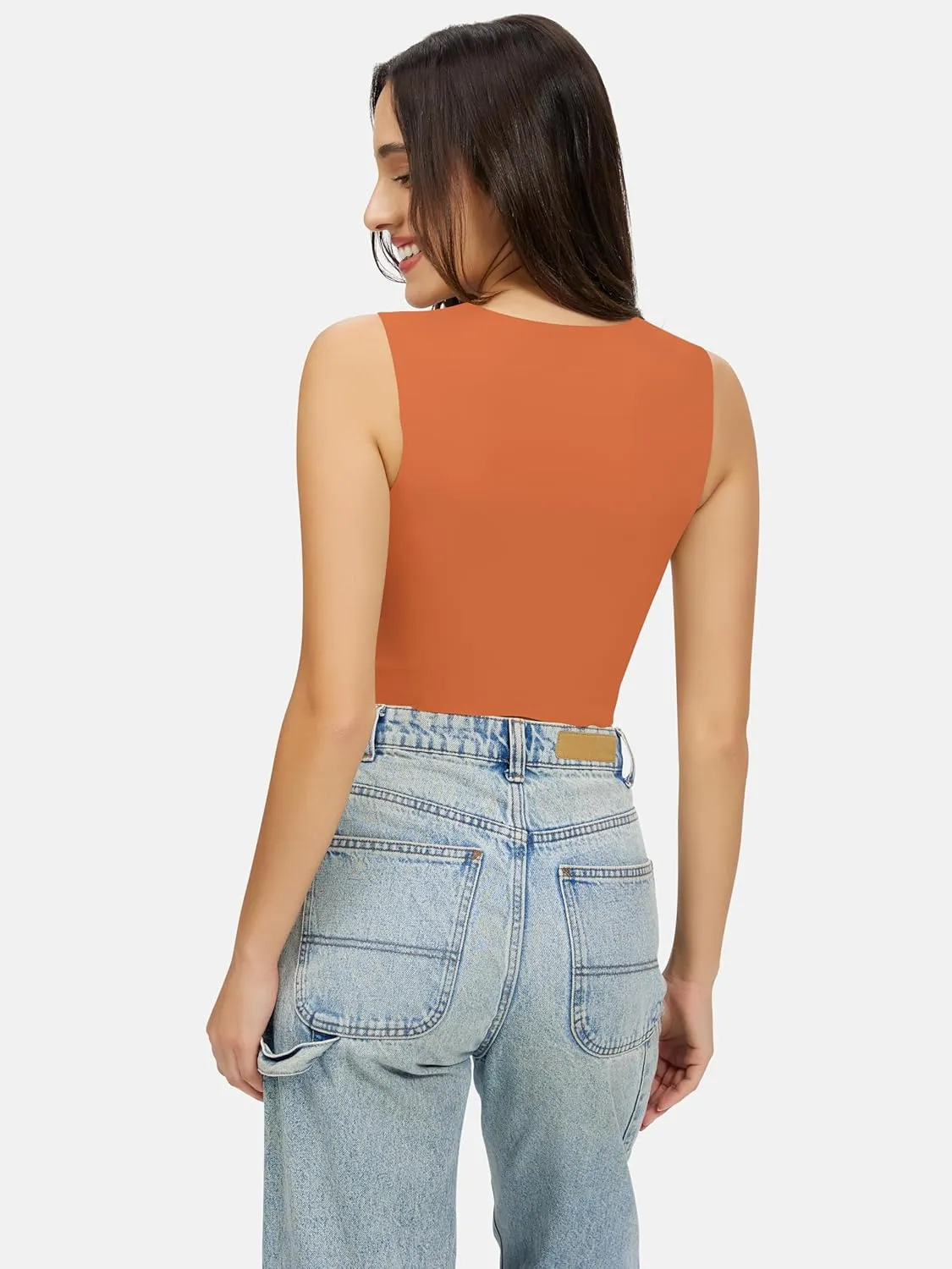 Artdear Women's Square Neck Tank Top - Double Lined Sleeveless Basic Crop Tops Air Touch Fabric