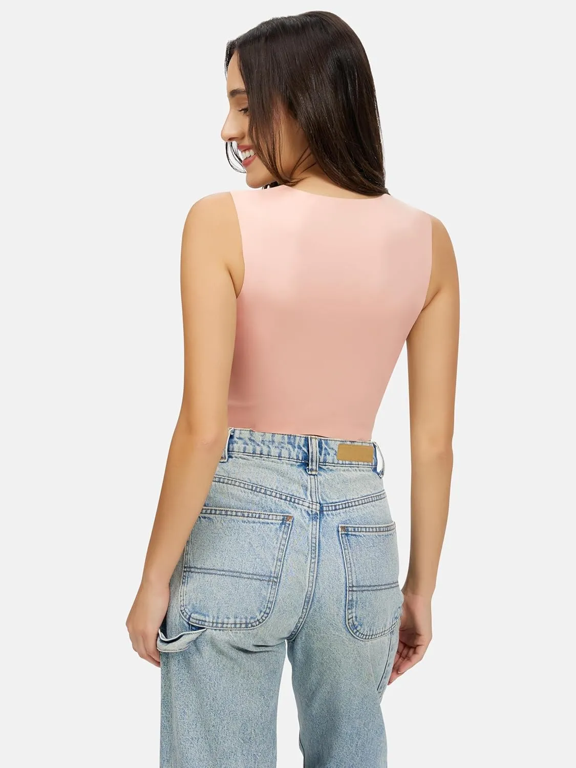 Artdear Women's Square Neck Tank Top - Double Lined Sleeveless Basic Crop Tops Air Touch Fabric