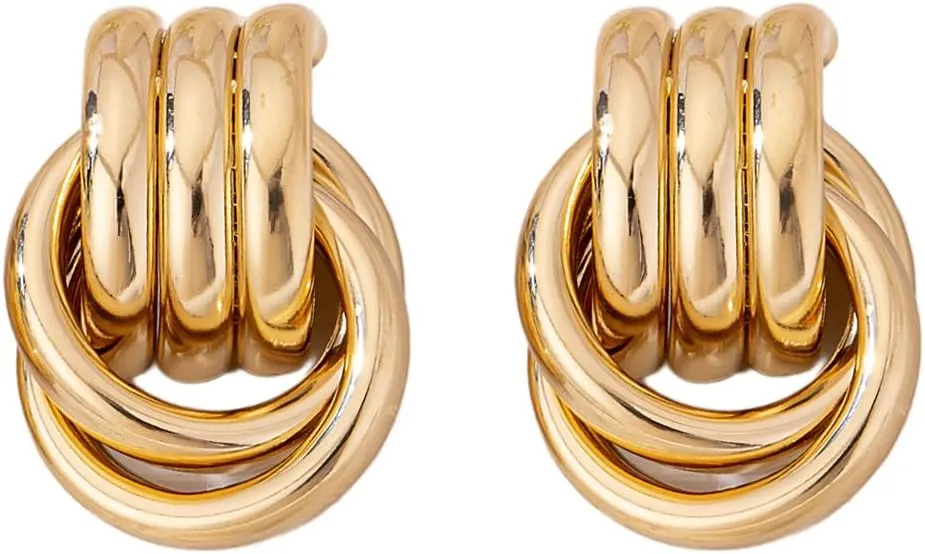 ASTRUE Elegant Gold Hoop Earrings for Women - Hypoallergenic Lightweight Geometric Jewelry for Daily Wear & Special Occasions