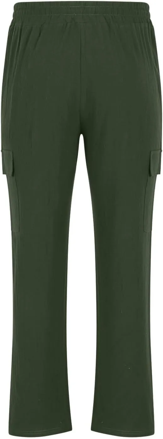 Aymnlox Mens Casual Chino Pants Solid Fall Athletic Workout Drawstring Trousers Baggy Wide Leg Straight Fit Pants with Pocket