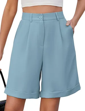 BBX Lephsnt Summer Bermuda Shorts for Women 2025 Trendy Elastic High Waisted Wide Leg Shorts Work Casual Dressy Shorts