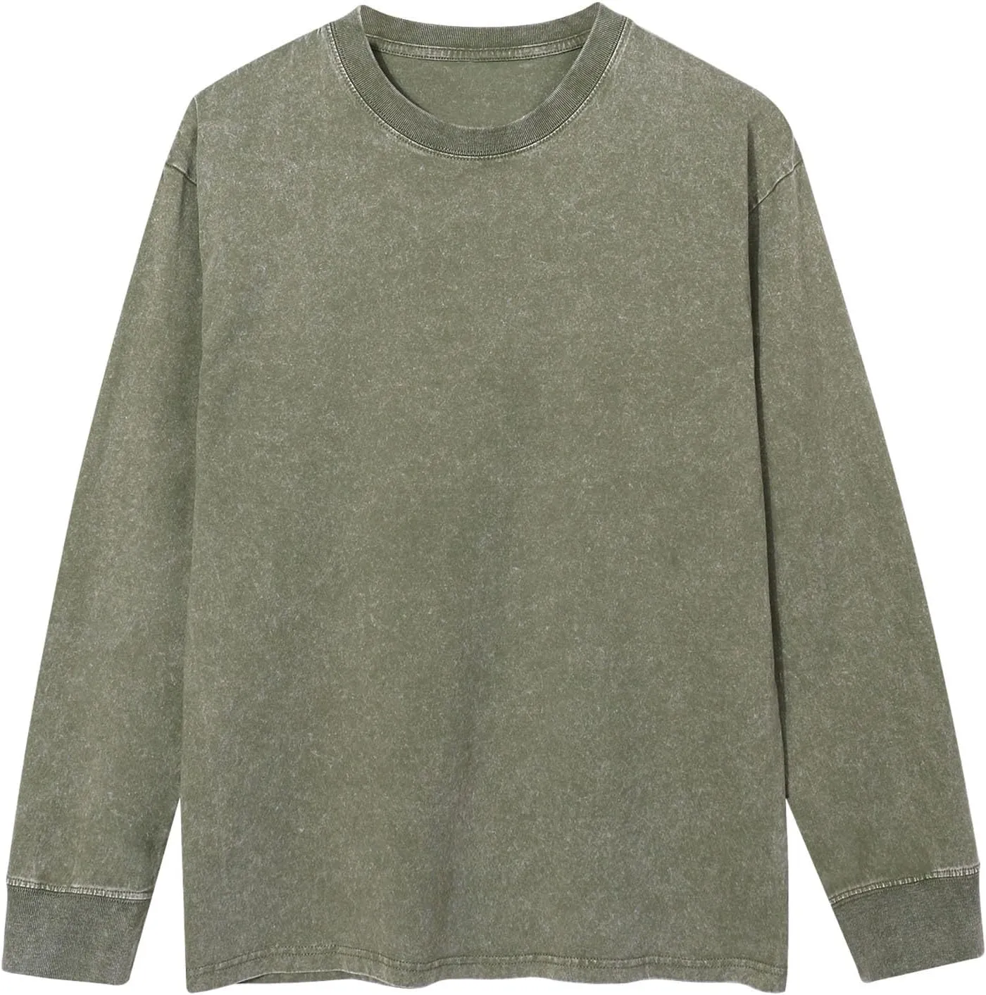 Binmer Men's Oversized T-Shirts Wash Distressed Tees Long Sleeve Casual Loose Fit Gym Workout Pullover Tops