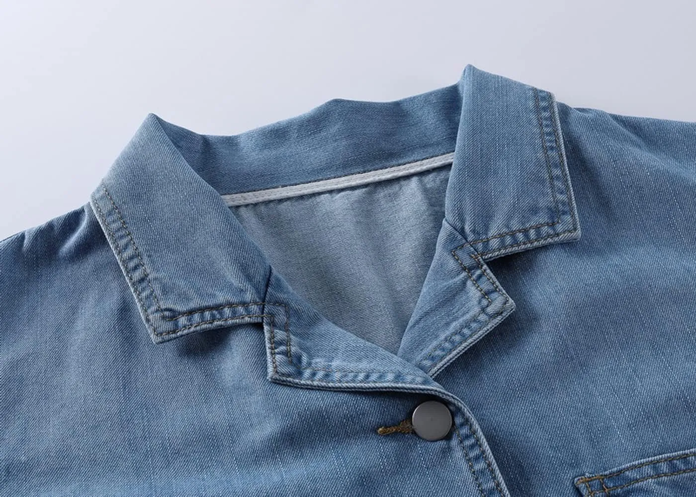 BireFire2015 Women's Shawl Neck Short Sleeve Denim Jacket Short Jeans Summer Shawl