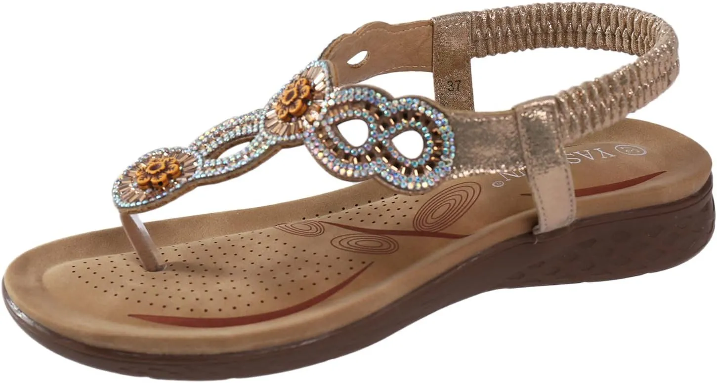 Boots for Women Dressy Summer Retro Orthopedic Sandals Ring Toe Outdoor Flip Flops Flat Heel Beach Slipper