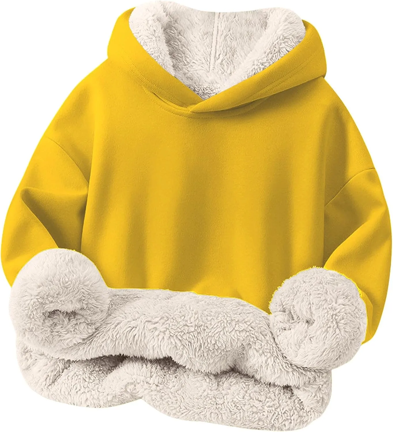 Boys Girls Fleece Lined Sherpa Hoodie Kids Warm Winter Hoodies Thicken Pullover Hooded Sweatshirt Sweater