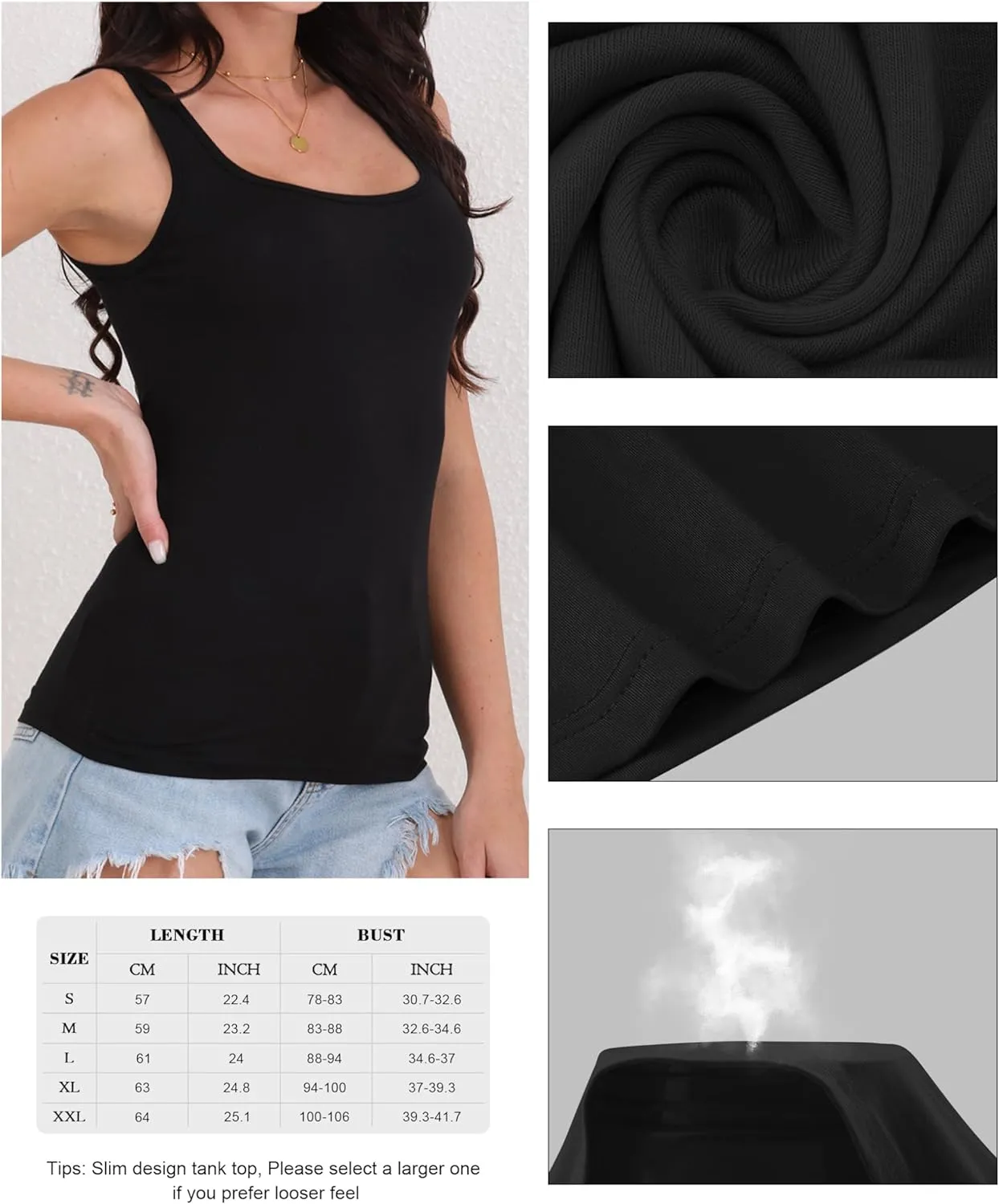BQTQ 6 Pcs Women's Square Neck Tank Top Sleeveless Undershirt Basic Tank Tops for Women Girls