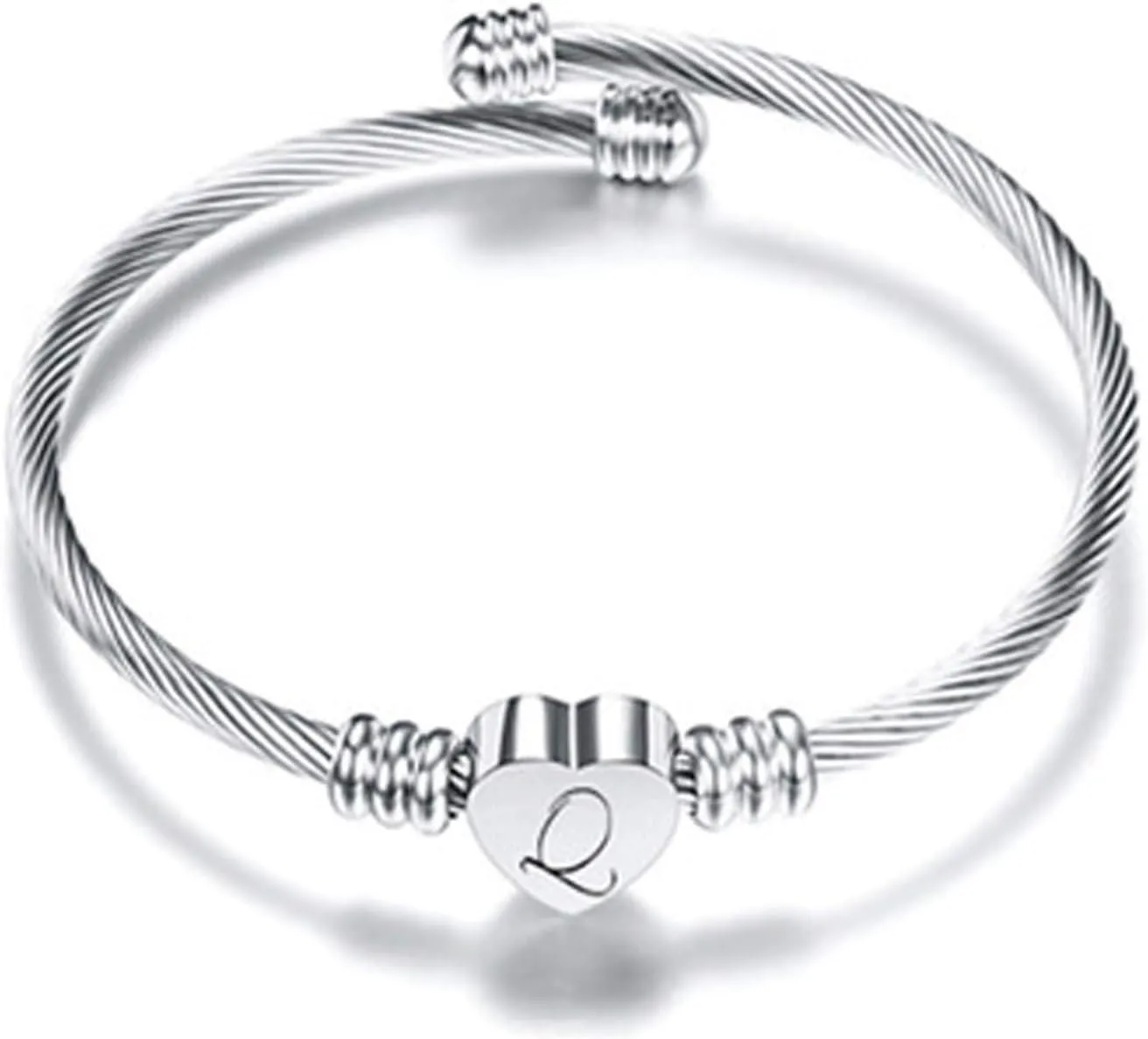 Bracelets for Women, Initial Heart A-Z Letter Cuff Bracelet, Unfading Personalized Name Expandable Wristband Bangle, Alphabet Charm Women's Jewelry Mothers Day Gifts