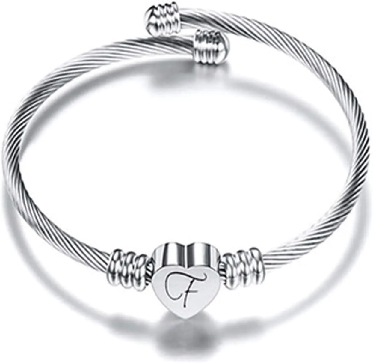 Bracelets for Women, Initial Heart A-Z Letter Cuff Bracelet, Unfading Personalized Name Expandable Wristband Bangle, Alphabet Charm Women's Jewelry Mothers Day Gifts