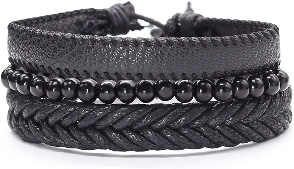 Braclets For Men Braided Leather Bracelet Vintage Multilayer Leather Bracelet Woven Women Men Bead Bag Women Men Bracelets And Bangles Men