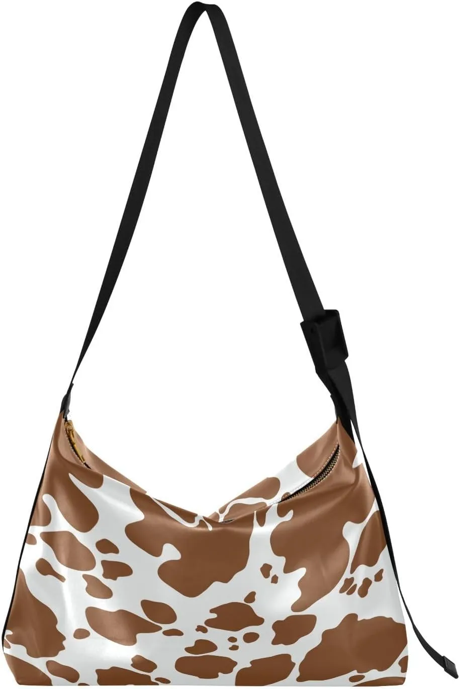 Brown Cow Print Hobo Crossbody Bags for Women Leather Large Shoulder Bag Cross Body Animal Skins Leather Trendy Womens Tote Bags Handbag for Travel Shopping