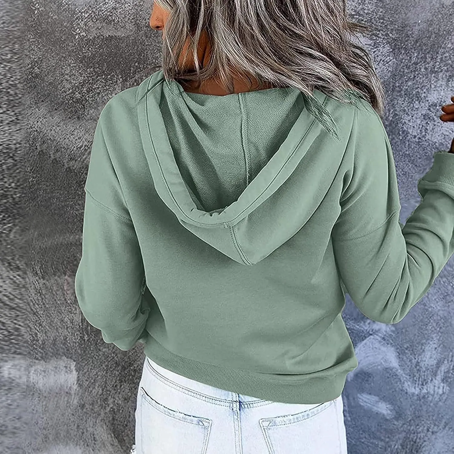Button Hoodie Tops Dressy Casual Hoodies for Women Long Sleeve Pockets Sweatshirts Fashion 2025 Fall Clothes