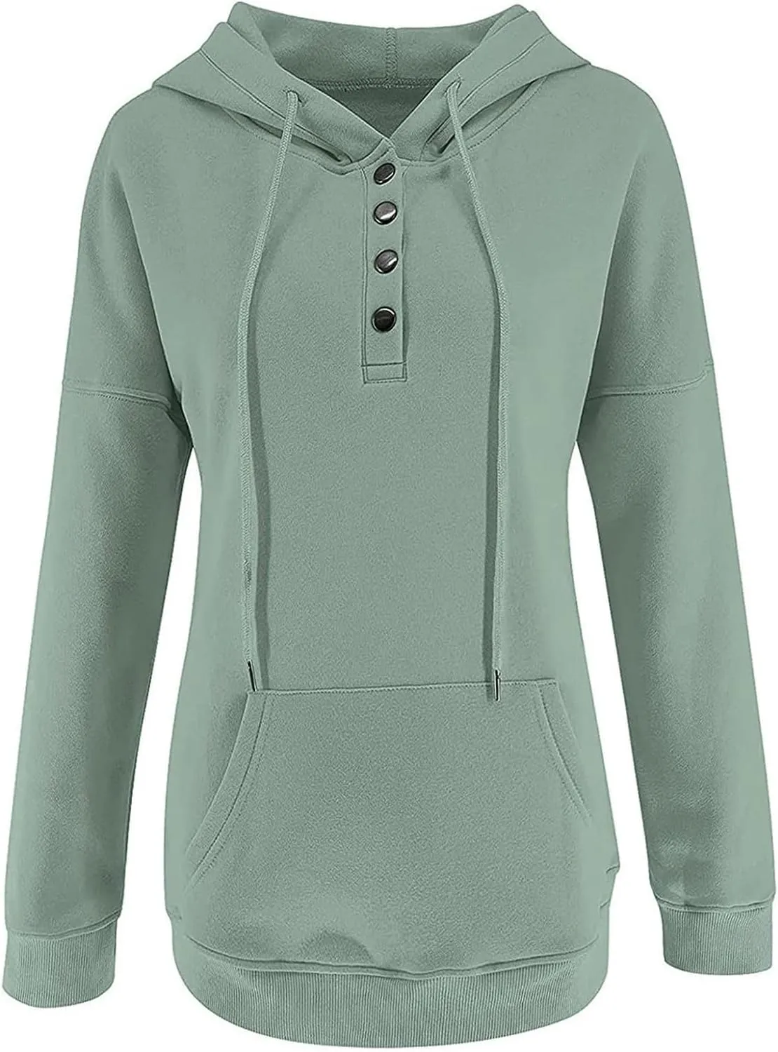Button Hoodie Tops Dressy Casual Hoodies for Women Long Sleeve Pockets Sweatshirts Fashion 2025 Fall Clothes