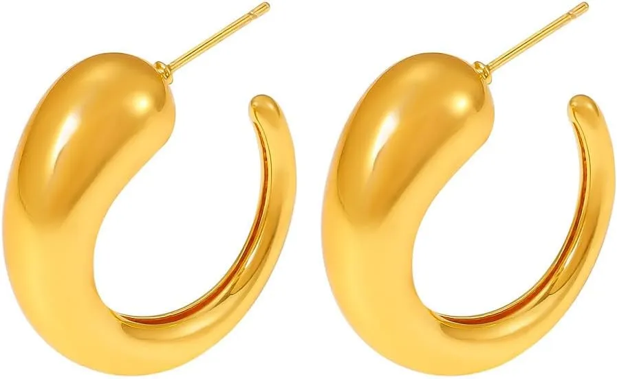 C Shaped Stud Earrings for Women Geometric Statement Studs Earrings Open Hoop Earrings Minimalist Earrings Jewelry
