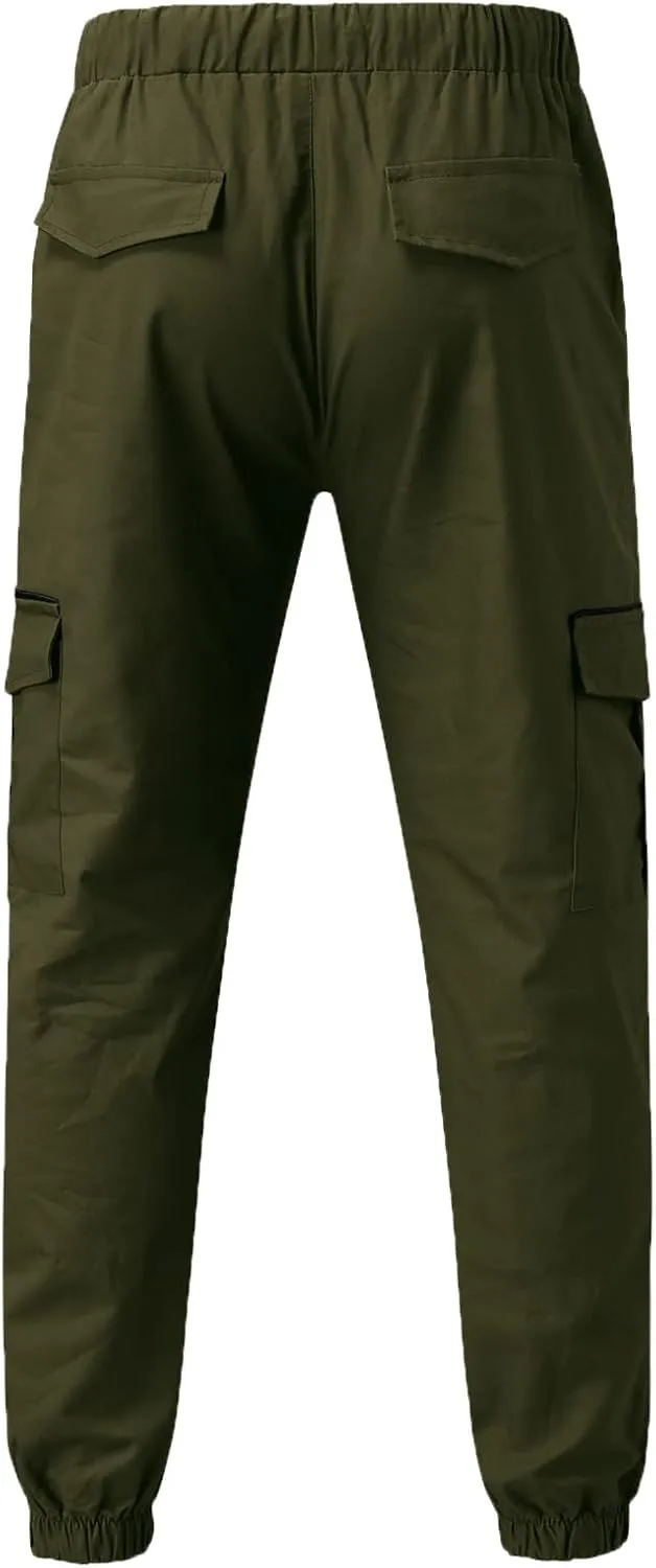 Cargo Pants for Men Relaxed Fit Waist Outdoor Trousers with 7 Pockets Mens Long Cargo Pants Sweatpants Truck Fleece