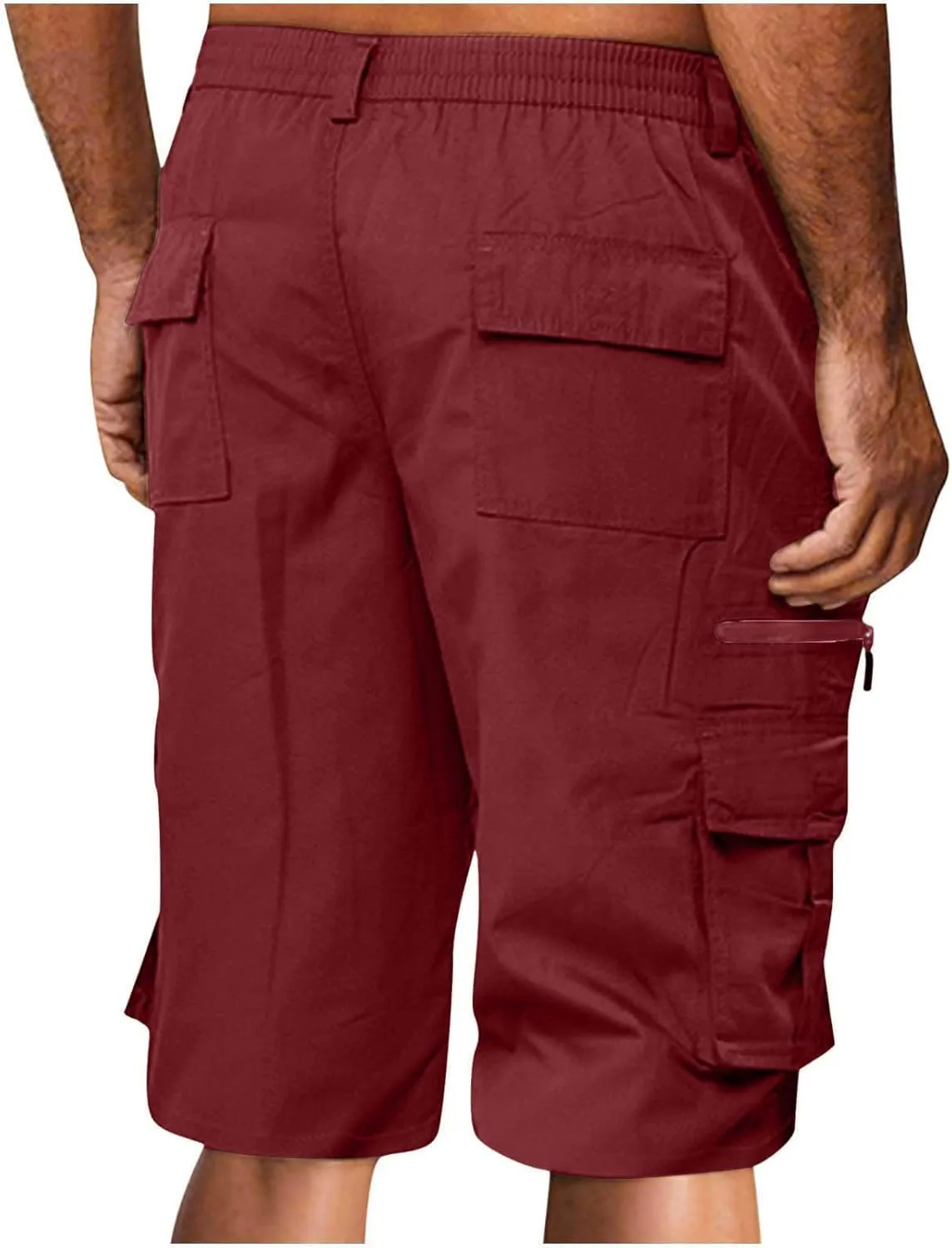 Cargo Shorts for Men 2025 Summer Trendy Elastic Waist Outdoor Hiking Shorts Big and Tall Bermuda Shorts with Pockets