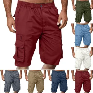 Cargo Shorts for Men 2025 Summer Trendy Elastic Waist Outdoor Hiking Shorts Big and Tall Bermuda Shorts with Pockets