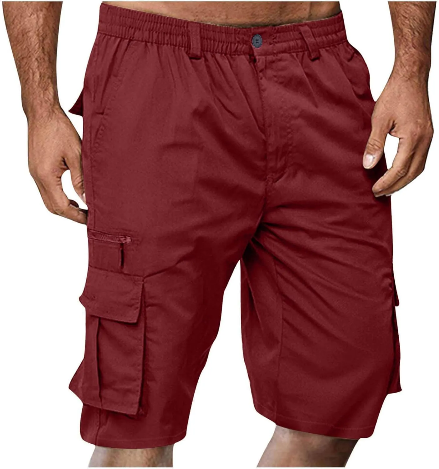 Cargo Shorts for Men 2025 Summer Trendy Elastic Waist Outdoor Hiking Shorts Big and Tall Bermuda Shorts with Pockets