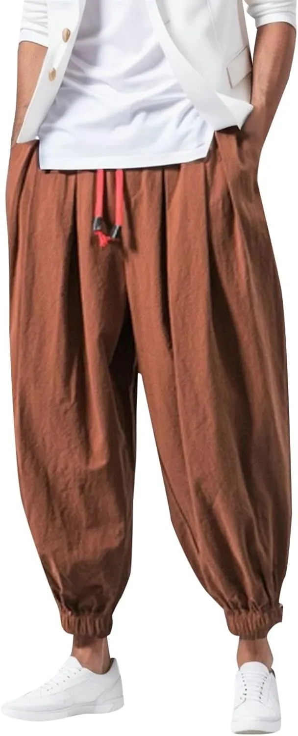 Cargo Work Pant Mens Elastic Waist Casual Lounge Pants Beach Walking Running Sweatpants Loose Joggers
