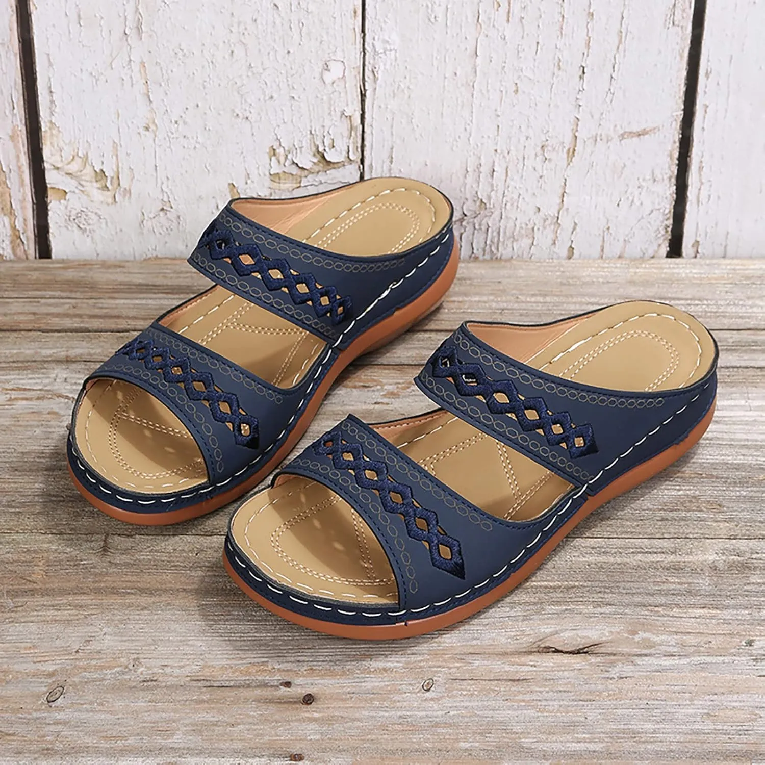 Cathalem Orthopedic Sandals for Women, Womens Summer Platform Casual Open Toe Sandals Slippers Breatable Hollow Out Sandals