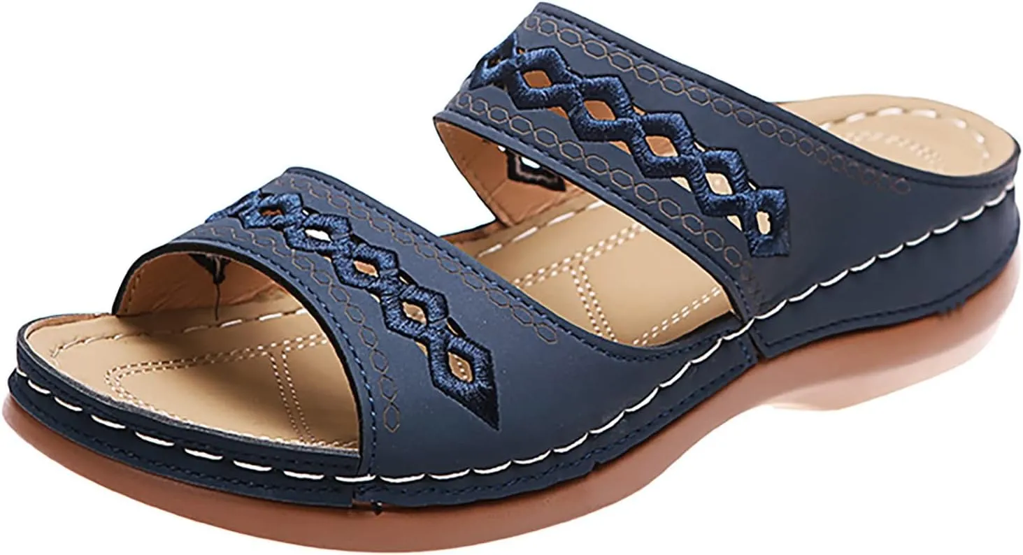 Cathalem Orthopedic Sandals for Women, Womens Summer Platform Casual Open Toe Sandals Slippers Breatable Hollow Out Sandals