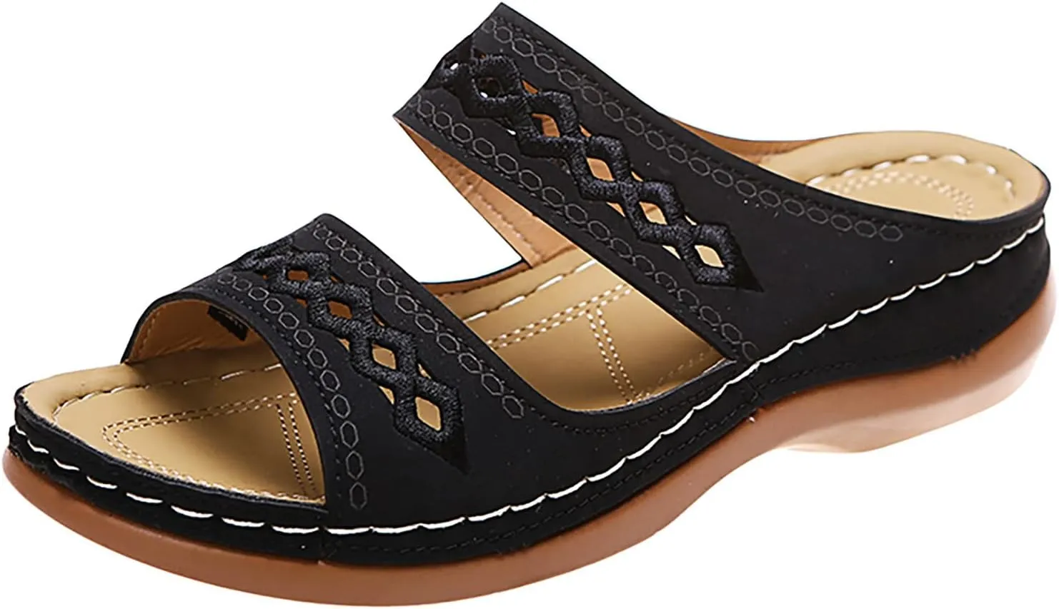 Cathalem Orthopedic Sandals for Women, Womens Walking Slippers with Arch Support Leopard Anti-Slip Comfortable Sandals