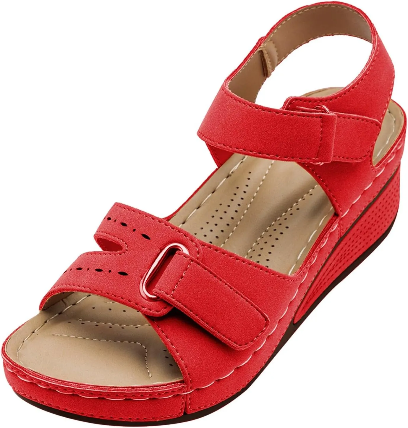 Cathalem Orthopedic Wedge Sandals for Women Summer Dressy Open Toe Ankle Strap Platform Casual Slip on Wedges Outdoor Beach Shoes
