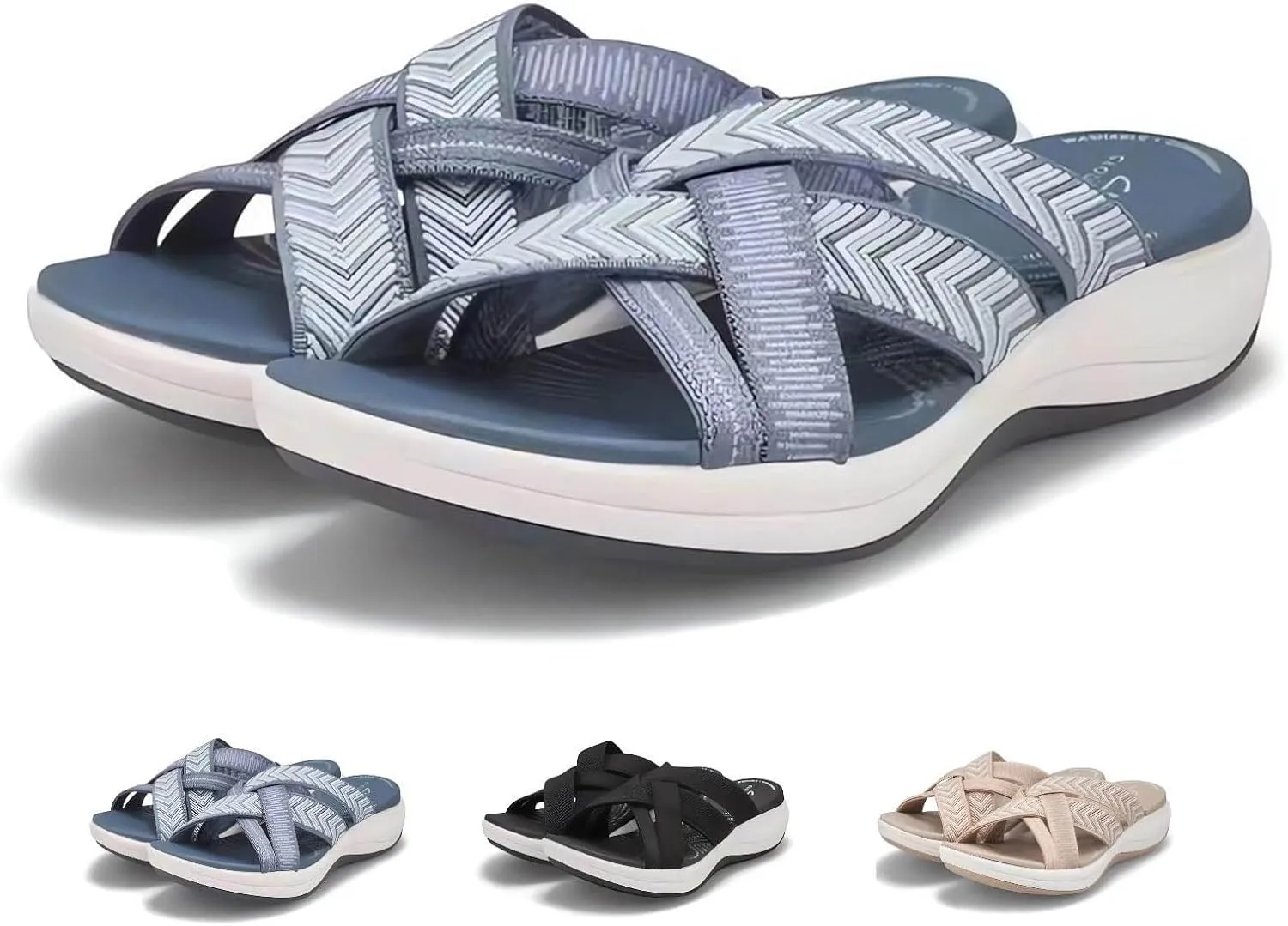 Cathalem Summer Sandals for Women 2024 Comfortable Recovery Slides with Arch Support Plantar Fasciitis Slides
