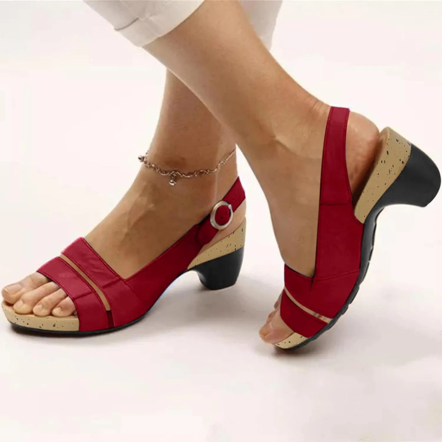 Cathalem Summer Sandals for Women 2024 Wide Orthotic Sandals Ultra-Comfy Breathable Sandals Orthopedic Sandals